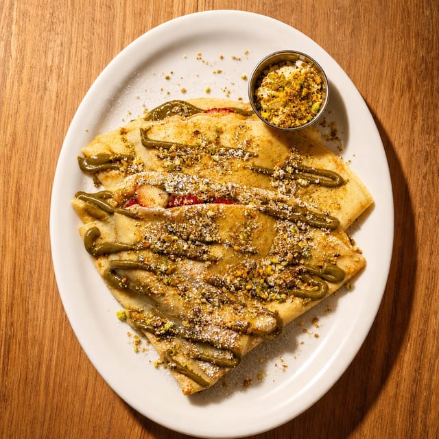 Pistachio Crepes.